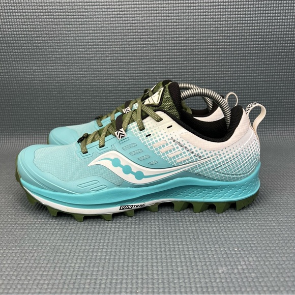 Saucony Peregrine 10 Trail Running Shoe Womens Size 10 S10568-25 Blue Green - Picture 4 of 9